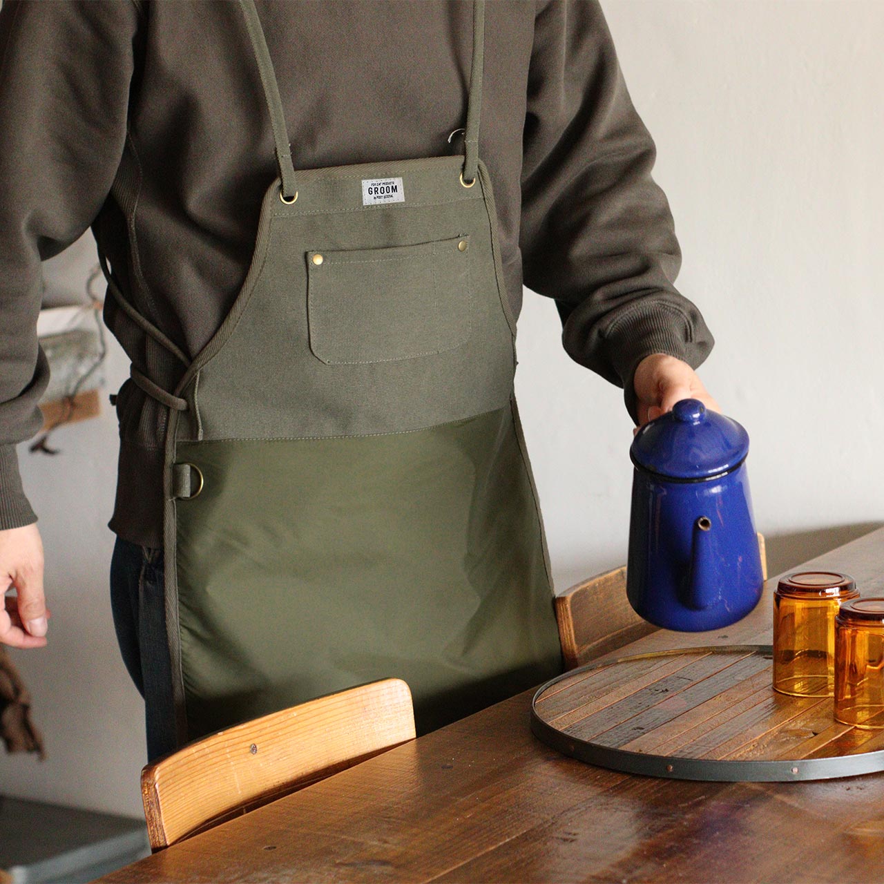 OSEWA APRON / お世話エプロン - OLIVE 【972310033】GROOM / グルーム