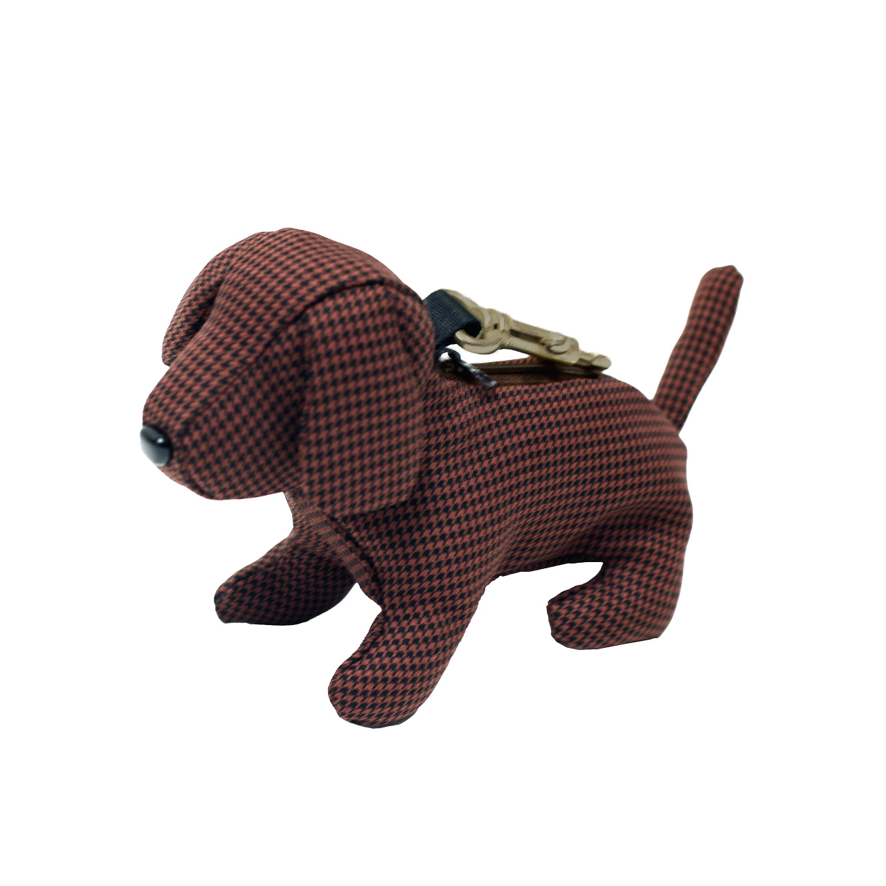 HOUNDSTOOTH DOG ICON POUCH / 千鳥格子ドッグアイコンポーチ - BROWN 